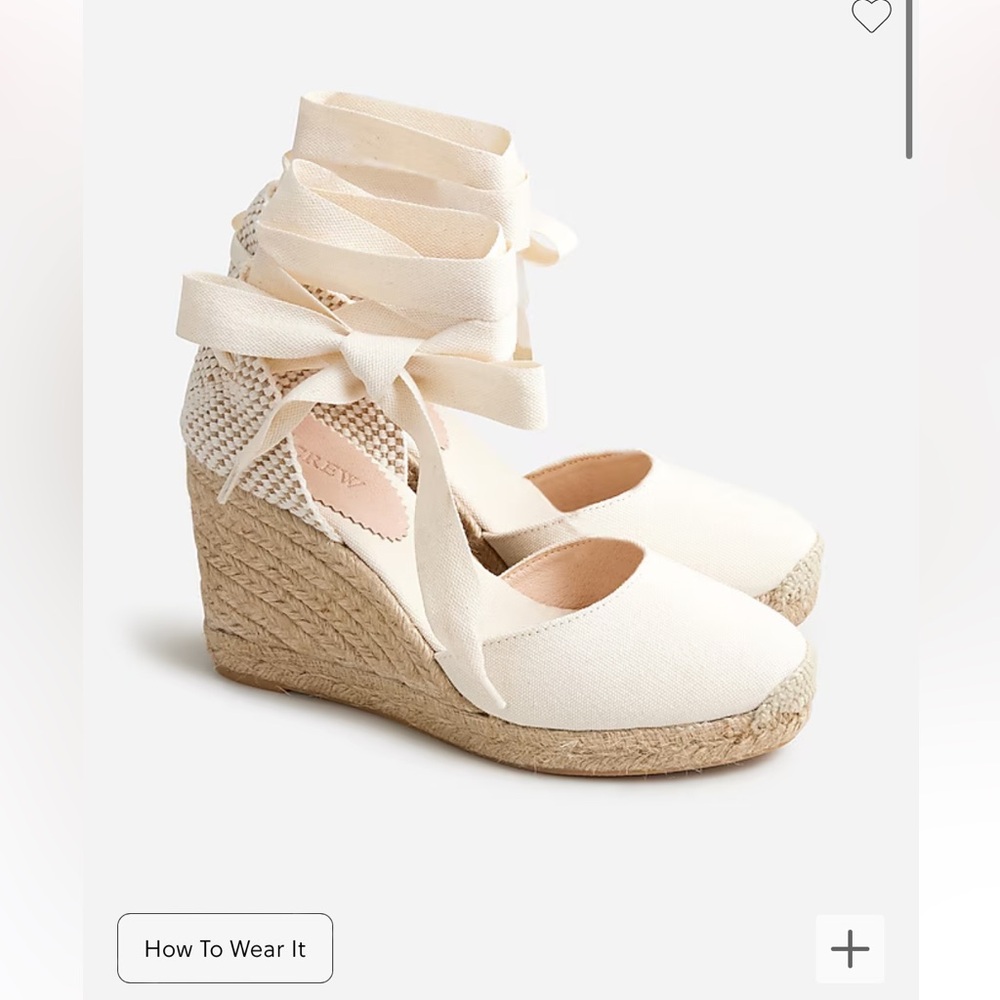 J Crew Made-in-Spain lace-up high-heel espadrilles- never worn! Size 8